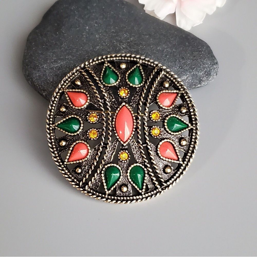 EMMONS VINTAGE BROOCH AND PENDANT LARGE SIGNED MARKED ON BACK SEE PICTURES‎